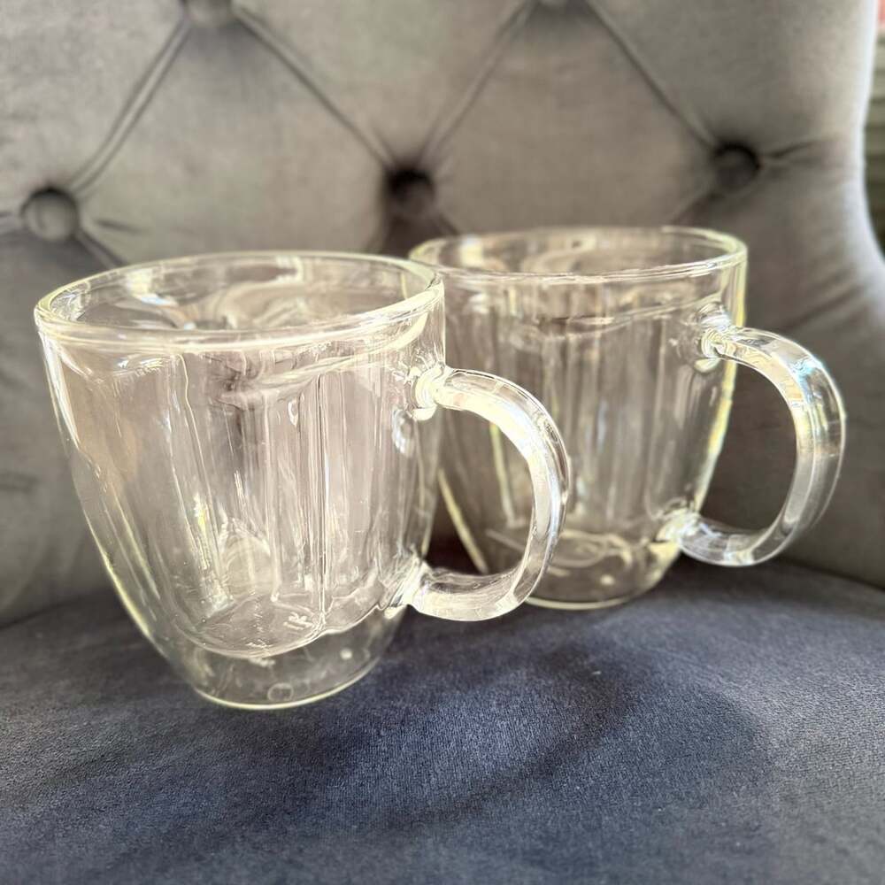 JoyJolt Disney Mickey Mouse 3D Double Walled Glass Mugs Set of 2
